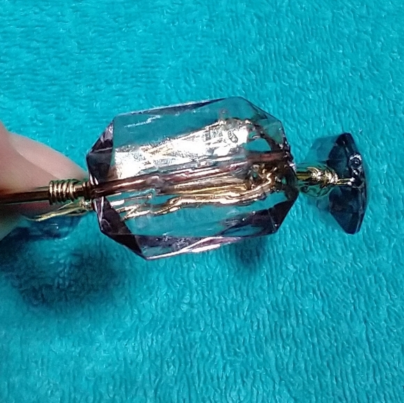 Elegant Goldtone Wire Bangle Bracelet With Grey Accents Vintage - Picture 3 of 5